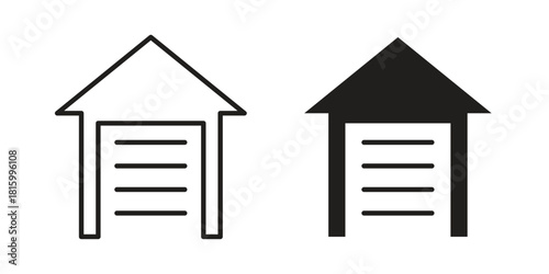 Garage icons in different style, sign or symbol, suitable for apps and websites