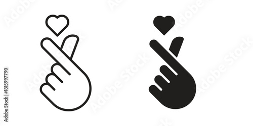 korean heart icons in different style, sign or symbol, suitable for apps and websites