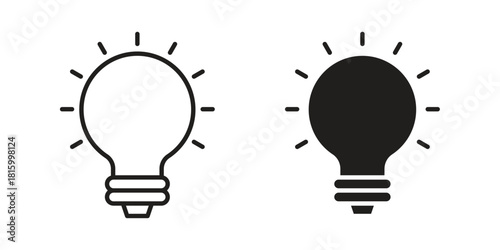 Lamp icons in different style, sign or symbol, suitable for apps and websites