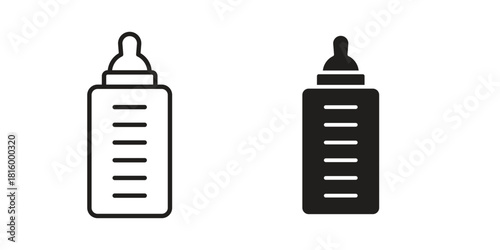 Milk bottle icons in different style, sign or symbol, suitable for apps and websites