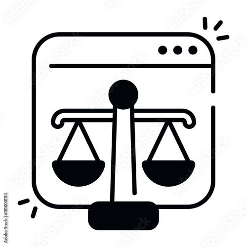 Unique design icon of online justice 