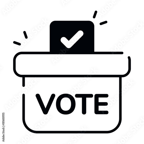 Conceptual solid design icon of ballot box