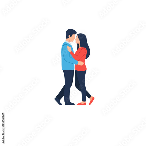 Young couple embracing and smiling while standing together indoors  