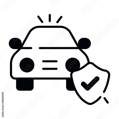 Police car icon in unique design 