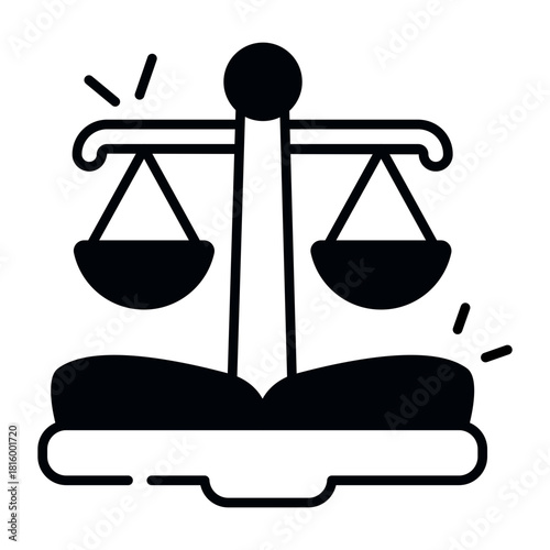 Conceptual solid design icon of law book