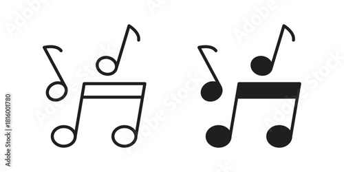 Music note icons in different style, sign or symbol, suitable for apps and websites