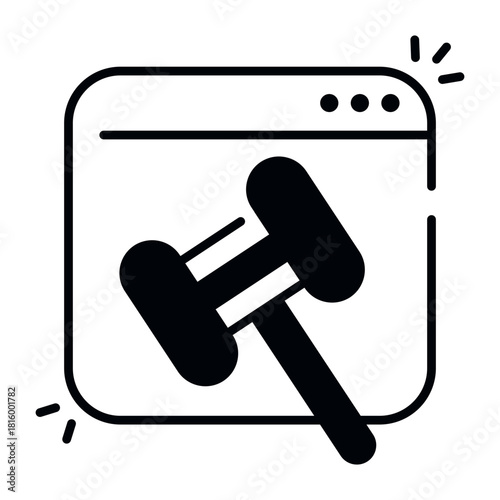 Unique design icon of online auction 