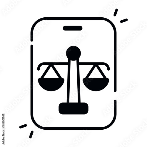 Unique design icon of mobile justice application 