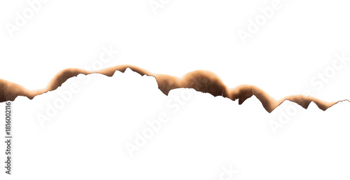 Burnt paper edge with dark scorch marks and curved burned shape
