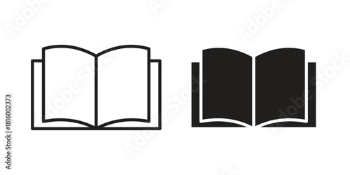 open book icons in different style, sign or symbol, suitable for apps and websites