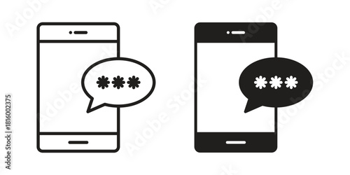 Otp sms password icons in different style, sign or symbol, suitable for apps and websites