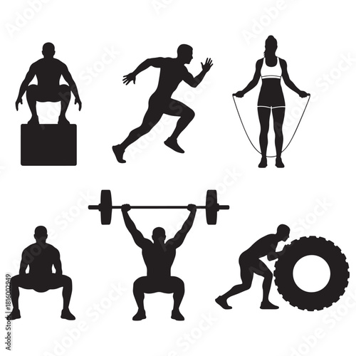 Cross-Training and Functional Fitness Silhouettes Set