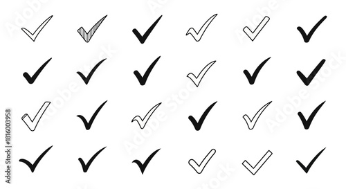 Tick Marks Collection of Hand-Drawn Check Marks for Verification and Confirmation