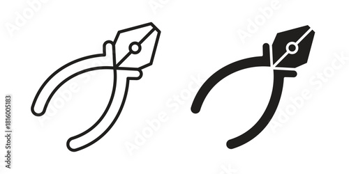 Pliers icons in different style, sign or symbol, suitable for apps and websites