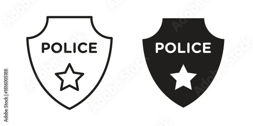 Police badge icons in different style, sign or symbol, suitable for apps and websites