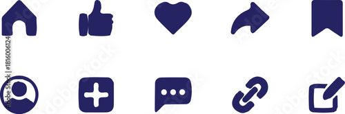 bule share icons set vector 
