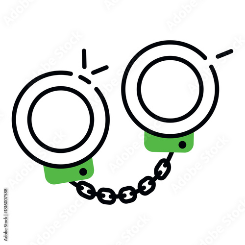 flat design icon of handcuffs 