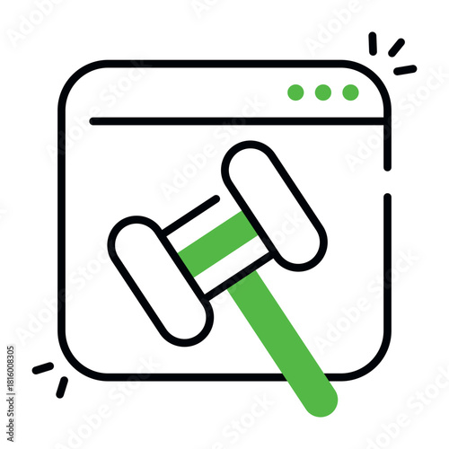Unique design icon of online auction 