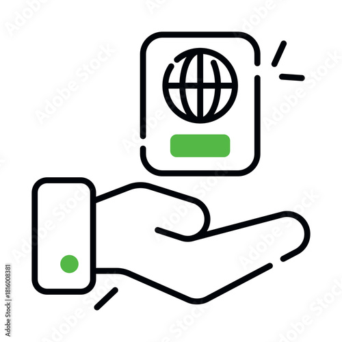 flat design icon of passport, editable vector