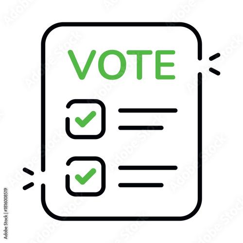 Conceptual flat design icon of ballot paper 