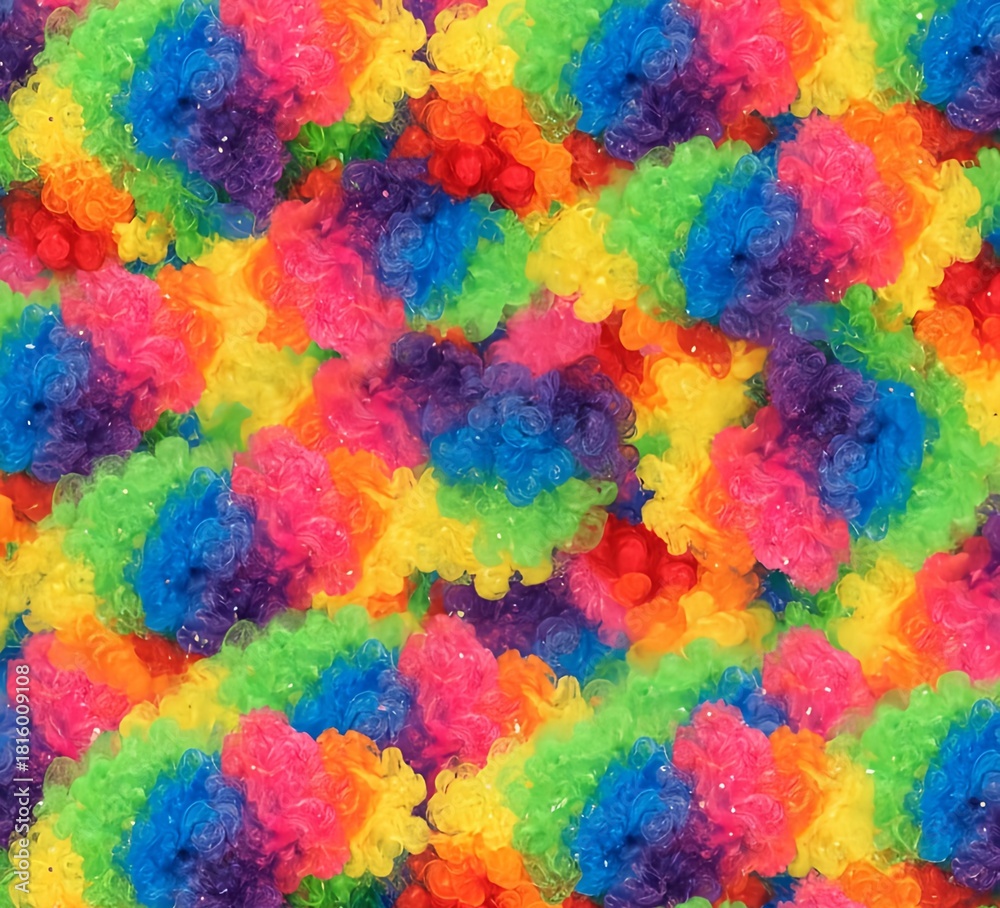 Obraz premium Rainbow clown wig pattern background for birthday party celebration