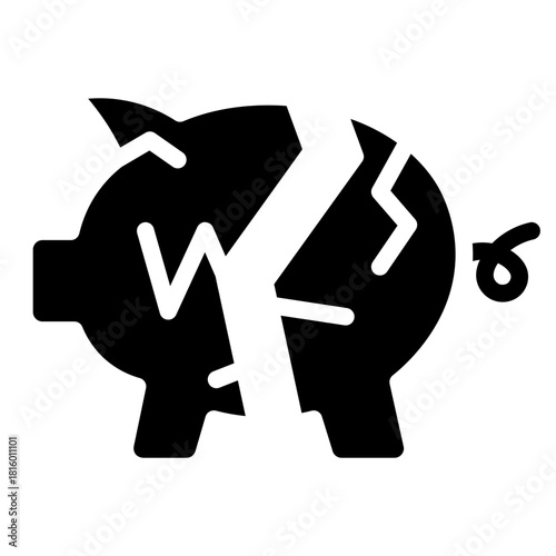 Clean Bankrupt icon glyph in vector illustration financial management, accounting tasks, and business organization. Simple modern line style for apps, reports, and digital dashboards.