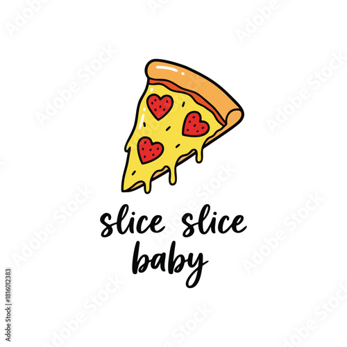 Cute pizza slice with hearts for delicious designs