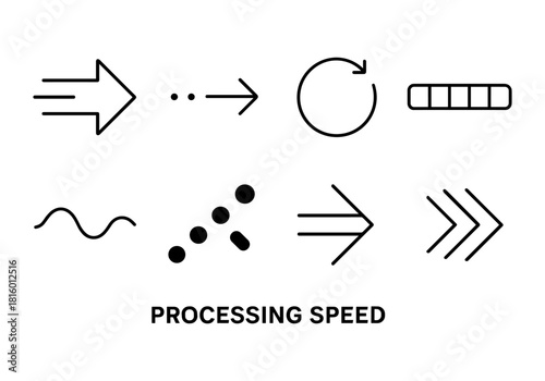Minimalist arrow set representing processing and speed in modern design