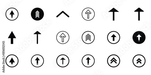 Collection of swipe up arrow icon set