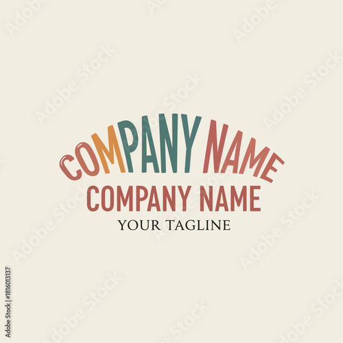 Colorful and playful logo design featuring stacked company names and a tagline, creating a cheerful and inviting brand identity.