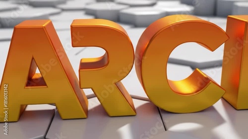 The word march in golden letters on a white hexagonal tile background