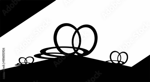 Abstract interconnected circles symbolizing unity and connection against a stark background