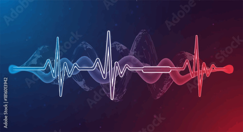 Vibrant sound waves pulse with digital energy, representing audio, music, and technology.