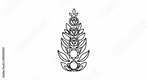 Elegant floral ornamental design with geometric patterns and leaf motifs