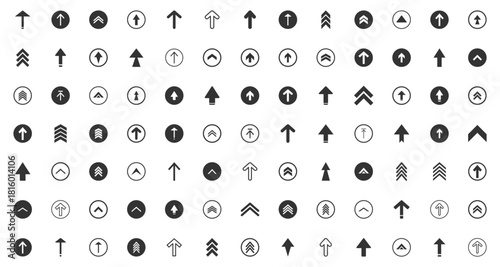 Swipe up arrows icons. Different black arrows sign upwards. Scroll or swipe up. Graphic vector elements for web. Swipe icon set. Swipe up arrow icons