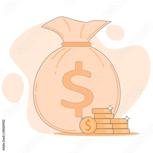 illustration of a bag with a dollar sign. money bag.