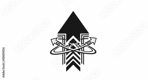 Abstract geometric symbol representing growth and forward movement with circular elements