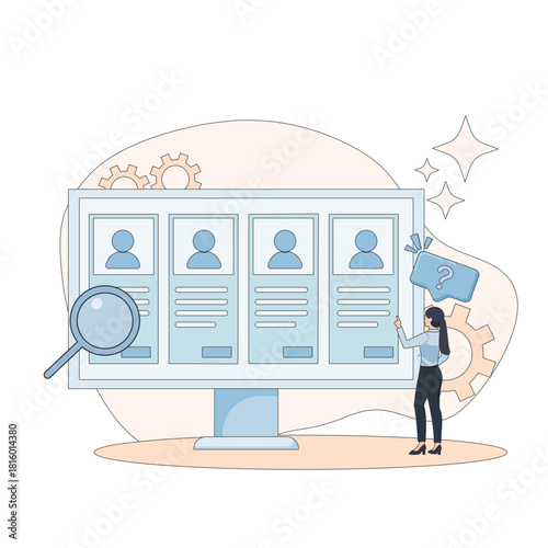 HR Selection Process Vector with Simple Cartoon Style