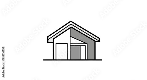 Minimalist Outline House Structure with Interior Design Choice Concept Illustration