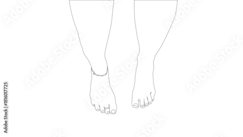 Woman's legs with bare feet on white background