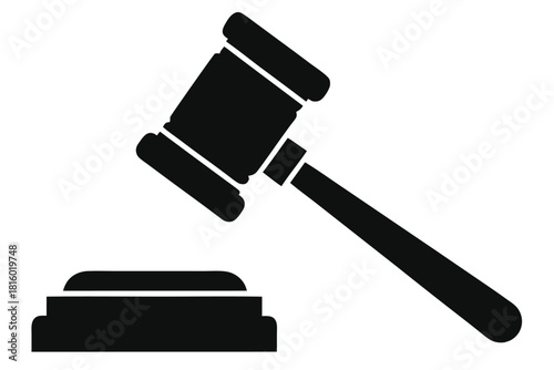 judge hammer silhouette vector judge gavel icon