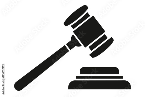 judge hammer silhouette vector judge gavel icon