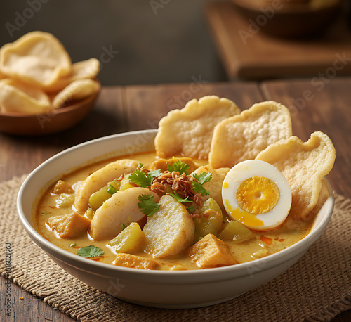  A bowl of Lontong sayur, an Indonesian traditional dish