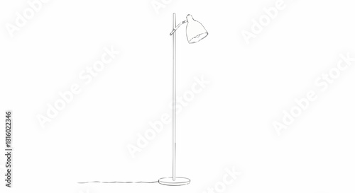 Simple black and white line drawing of a modern floor lamp.