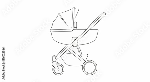 Elegant Baby Stroller Outline - A Modern Design for Infant Transport.