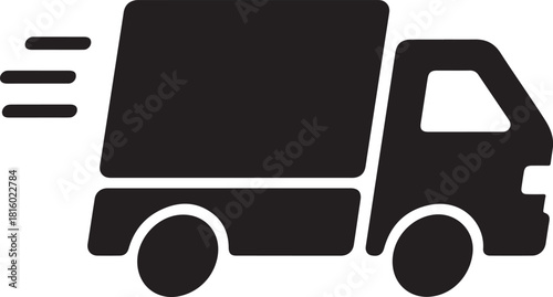 Fast shipping delivery truck flat icon for apps and websites