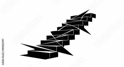 Abstract staircase with sharp geometric shapes suggesting challenges or obstacles.