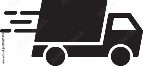 Fast shipping delivery truck flat icon for apps and websites