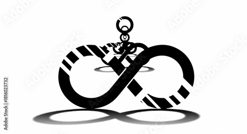 Endless loop symbol symbolizing infinity and eternity against a stark white background with subtle shadow.