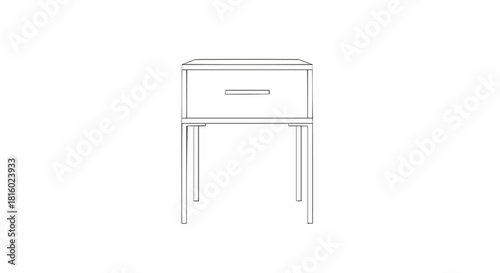 Simple black and white line drawing of a nightstand.